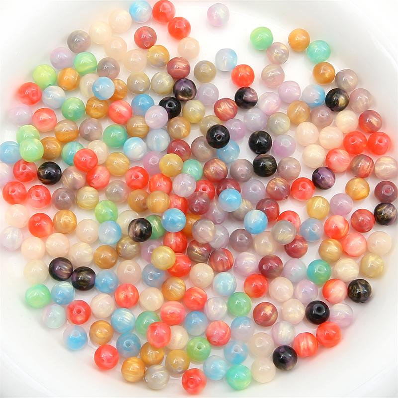 Perles en Résine 8mm/10mm/12mm Ciel Étoilé Coloré Perles Espacement Rondes Libres Pour Collier Bracelet Boucle d'Oreille Porte-clés Fabrication de Bijoux DIY Accessoires