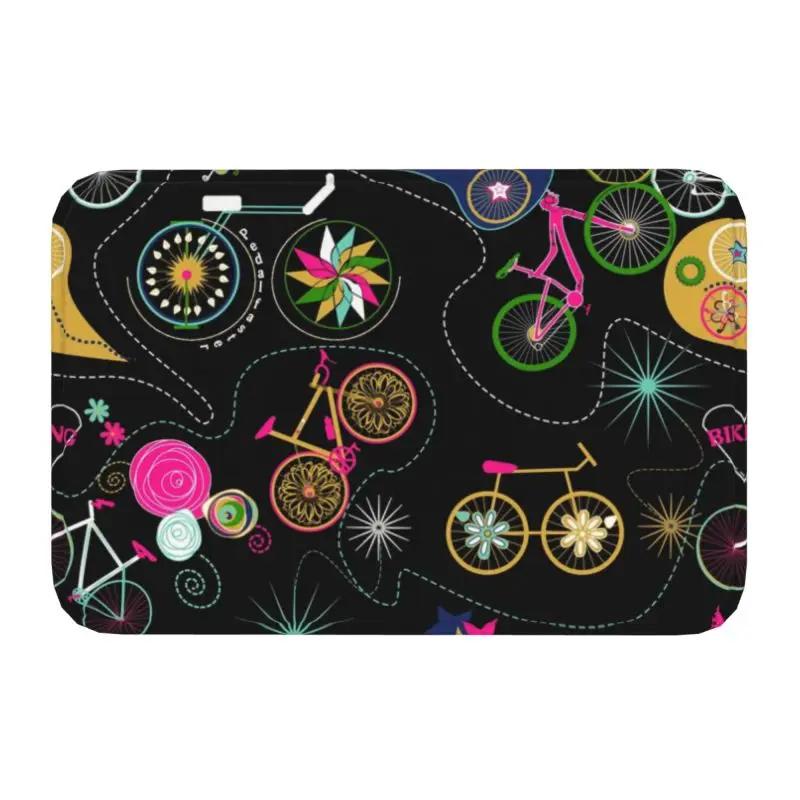 Personalized Bicycle Bike Riders Doormat Mat Anti-Slip Bicycling Cyclist MTB Mountain Biking Kitchen Bath Toilet Rug Carpet