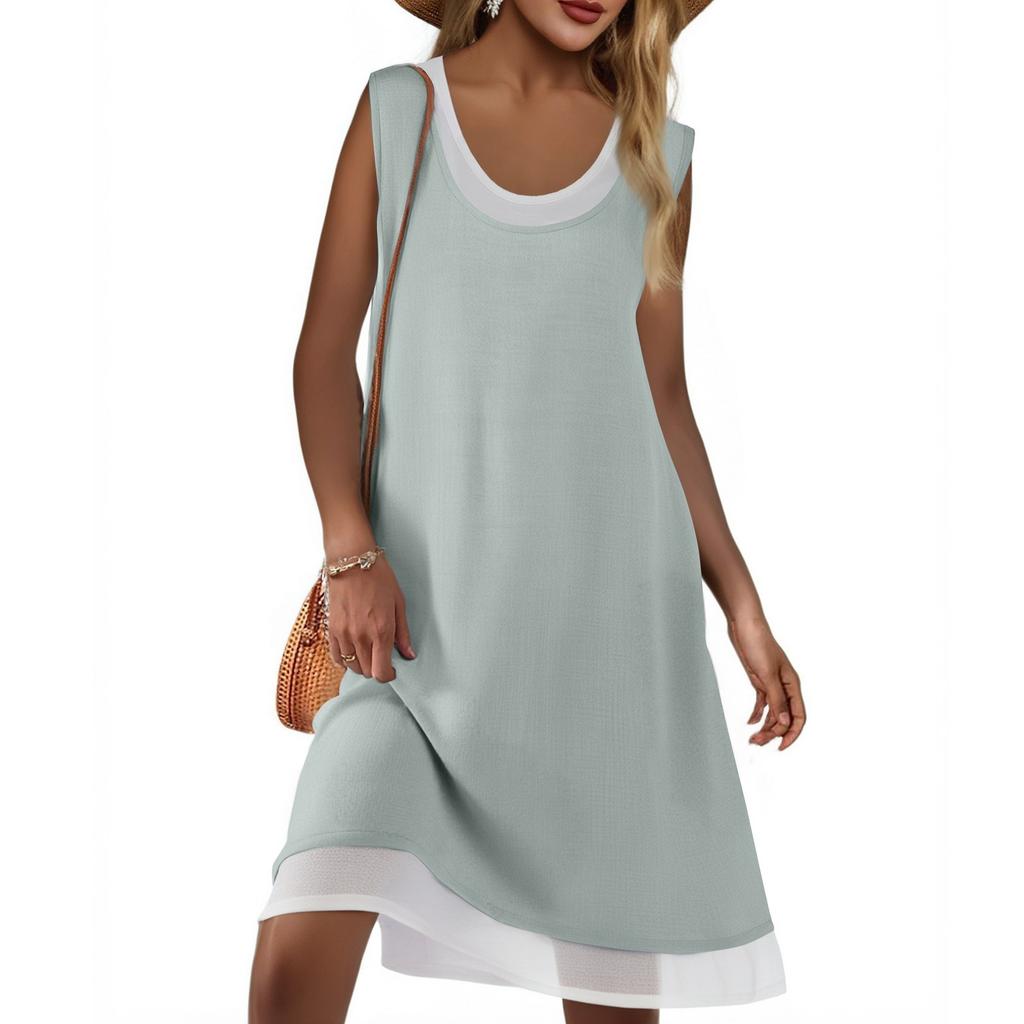 Women's Summer Casual Loose Dress Sleeveless Beach Vest Dress
