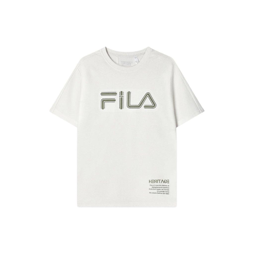 FILA Letter Logo Printed Round Neck Fashion Casual Short Sleeve T-Shirt Men T-Shirt White Sand Gray F11M418103F-GY