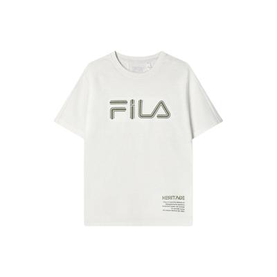 Fila Letter Logo Printed Round Neck Fashion Casual Short Sleeve T-Shirt Men T-Shirt White Sand Gray F11M418103F-GY