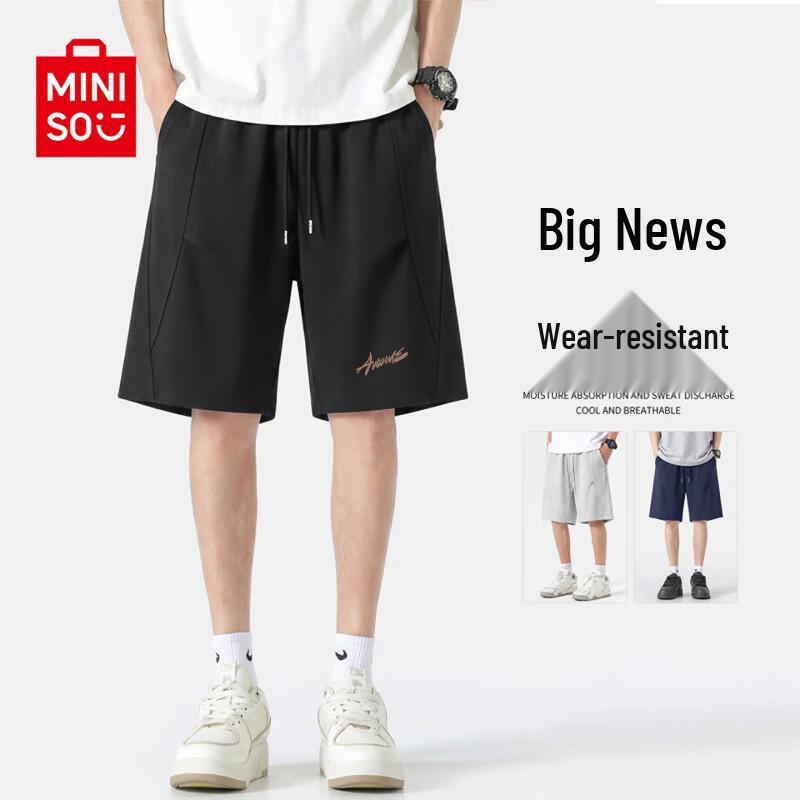 MINISO Men s Heavyweight Cotton-Feel Deconstructed Casual Shorts L