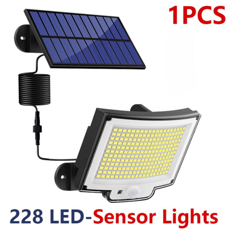 

3 режима 234LED солнечные фонари уличный свет с датчиком движения яркий прожектор IP65 водонепроницаемый безопастность наружные солнечные фонари 228LED-No remote-1PC