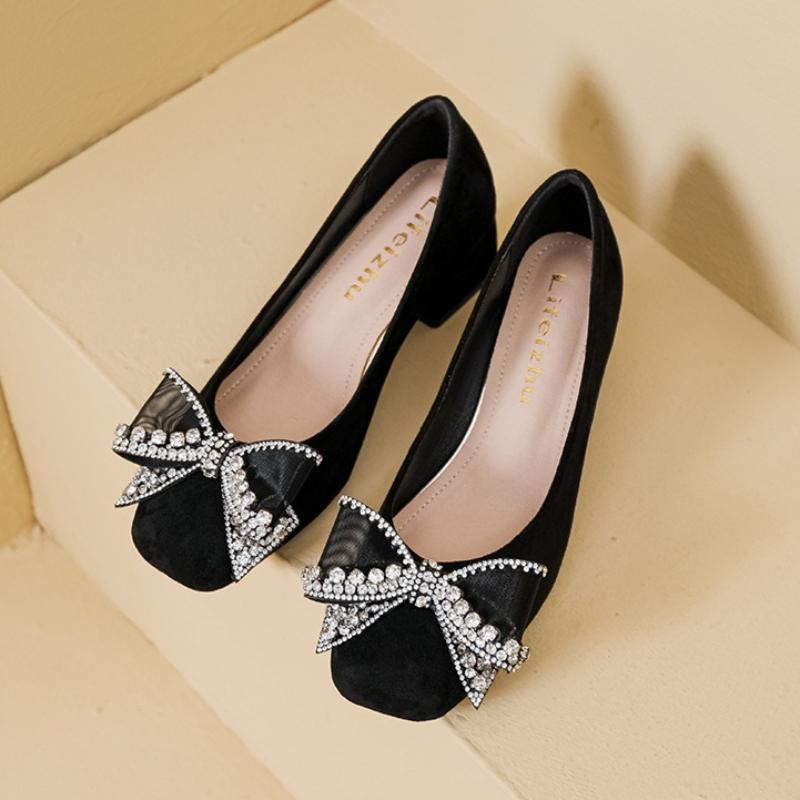 New Women Shoes Beautiful Pumps Fashion Crystal Bowknot High Heel Shoes Ladies Party Dress Shoes