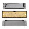 10 Holes KeyC Blues Harmonica Beginner Gifts Brass Reed Plate Black Mouth Organ 20 Tunes