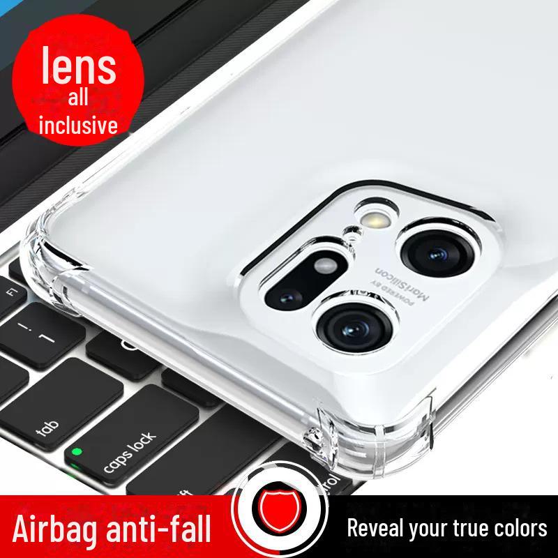 Oppo Find X5 Pro Anti-Fall Silicone Case: Transparent Four-Corner Airbag Design, Compatible with Find X2/X3