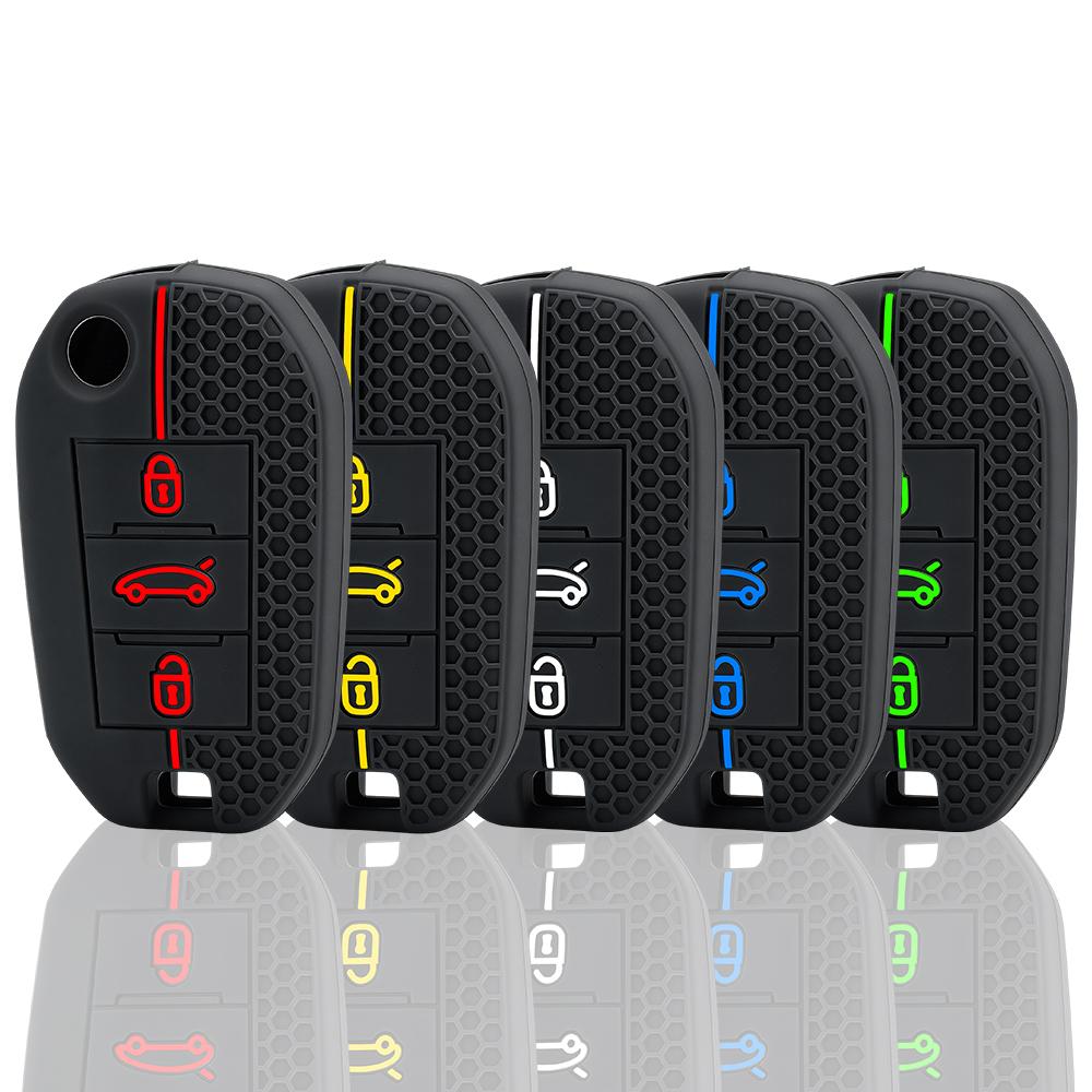 Silicone Car Key Case Cover For Citroen Berlingo 2026 C3 III Aircross C4 C4L C5 C6 C8 Picasso For Peugeot 208 2019 308 Key Cap