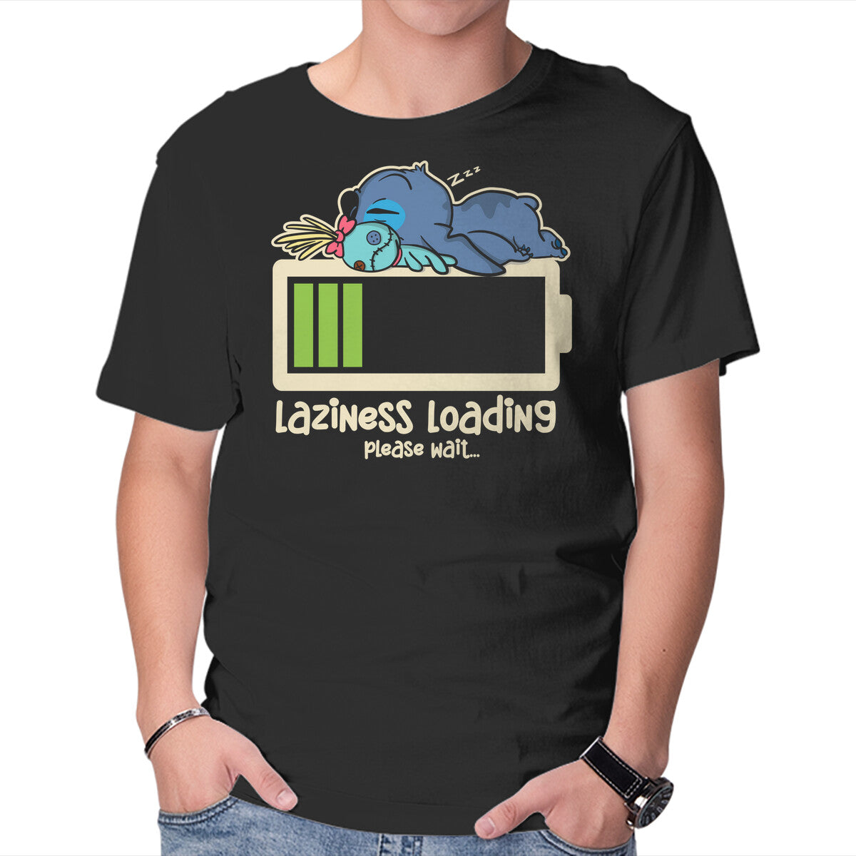 Unisex Crew Neck T-Shirt Laziness Loading Graphic Short Sleeve Casual Tee XXL