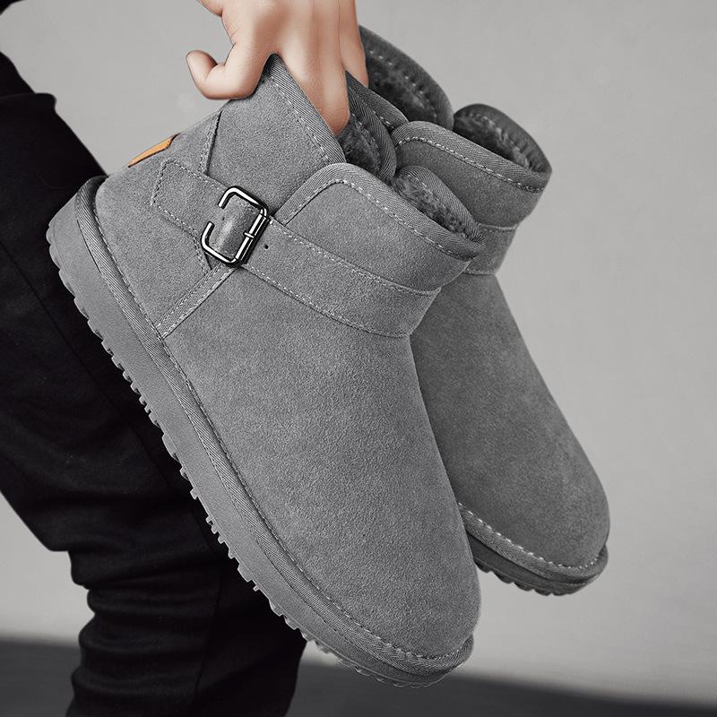Men's High-top Snow Boots Winter New Leather Velvet Thickened Cold-proof and Warm Outdoor Snow Sports Men's Shoes