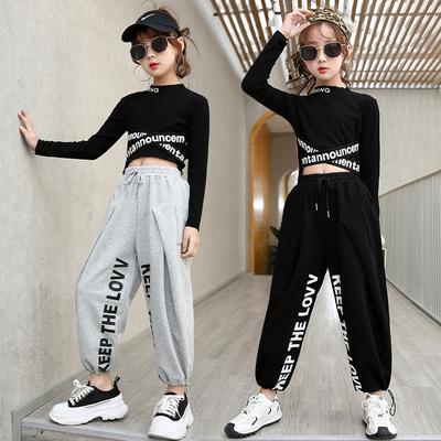 Girls Sportswear Hip Hop Letter T-Shirt + Sweatpants Two Piece Set