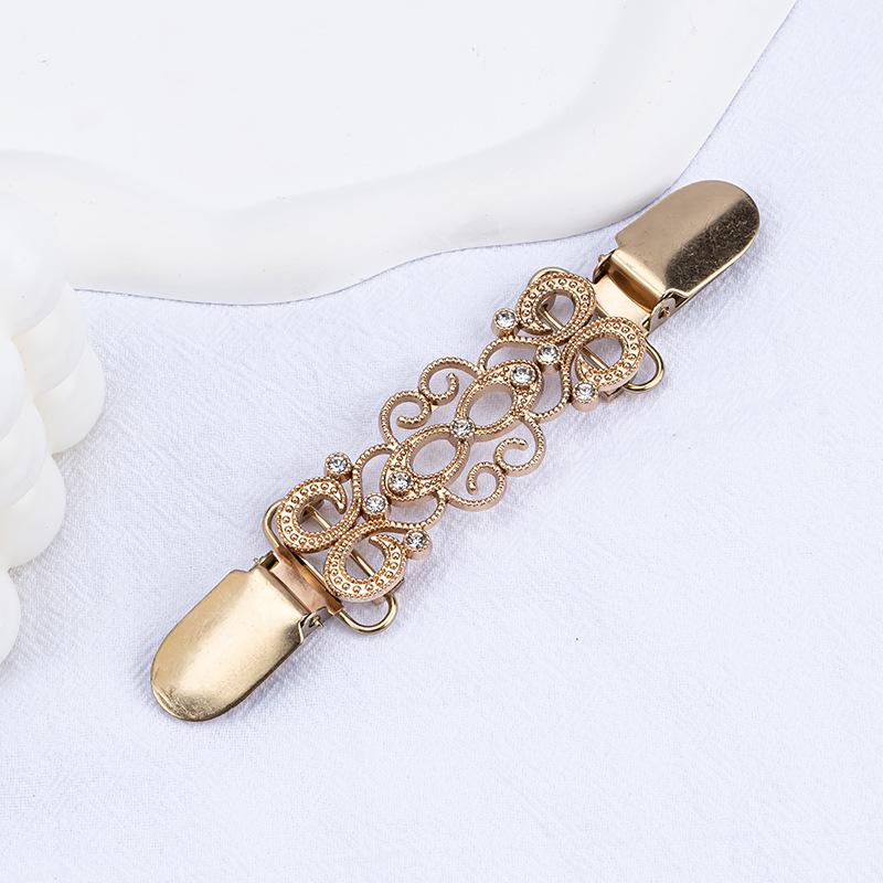 Retro spona na šál: Evropsko-americká brož na svetr a šátek s diamantovým akcentem - Slitinový doplněk proti odhalení