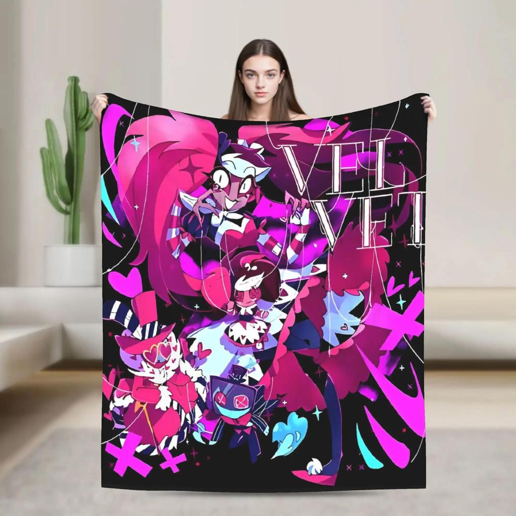 VOX HHazbin Hotel Alastor Game Blanket Warm Soft Plush Throw for Outdoor Travel Flannel Bedspread Cover