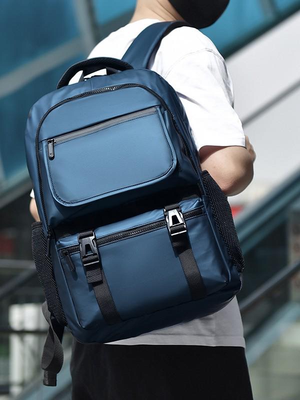 Men's Large Capacity Multifunctional Business Backpack - Nylon, Simple Design for Commuting