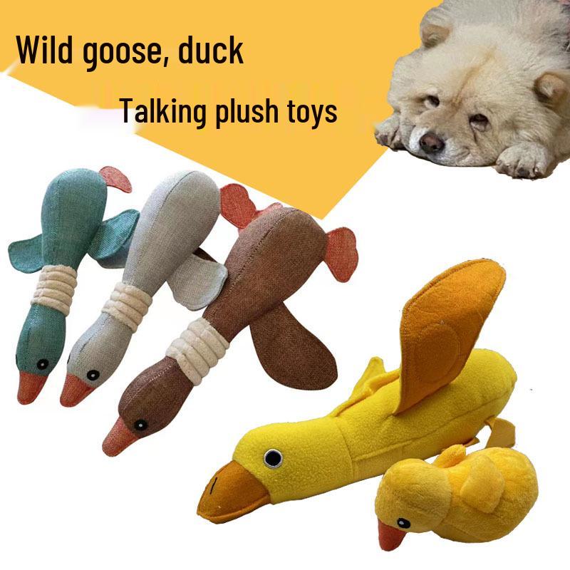 Interactive Sounding Plush Duck Goose Puzzle Toy for Cats and Dogs
