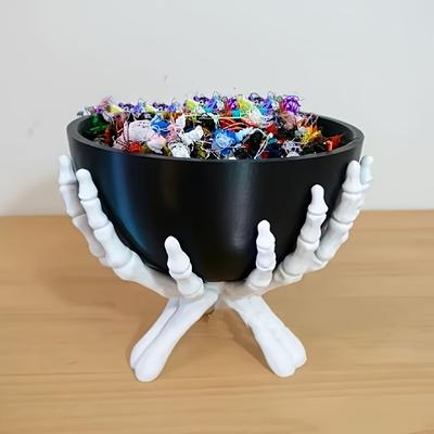 1Pc Gothic Skeleton Hands Bowl Stand  For Candy,Trinkets,Or Party Supplies,Halloween Decorations