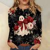 Women's Long-sleeved Loose-necked Halloween Print Casual Top, Suitable for Holiday Parties