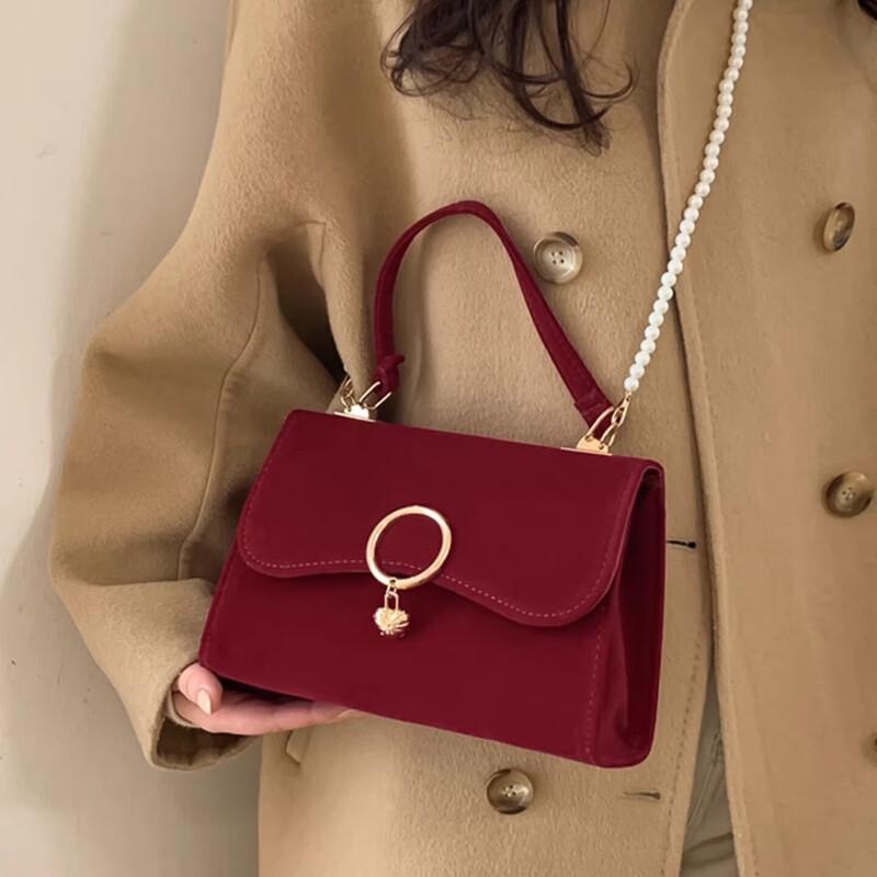 OGAR Elegant Red Wedding Bridal Bag