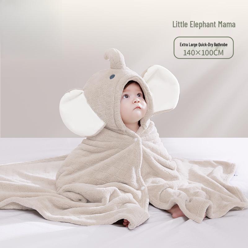 Super Soft Hooded Children's Coral Fleece Bath Towel Poncho - Thick, Absorbent, and Quick-Drying Baby Bathrobe