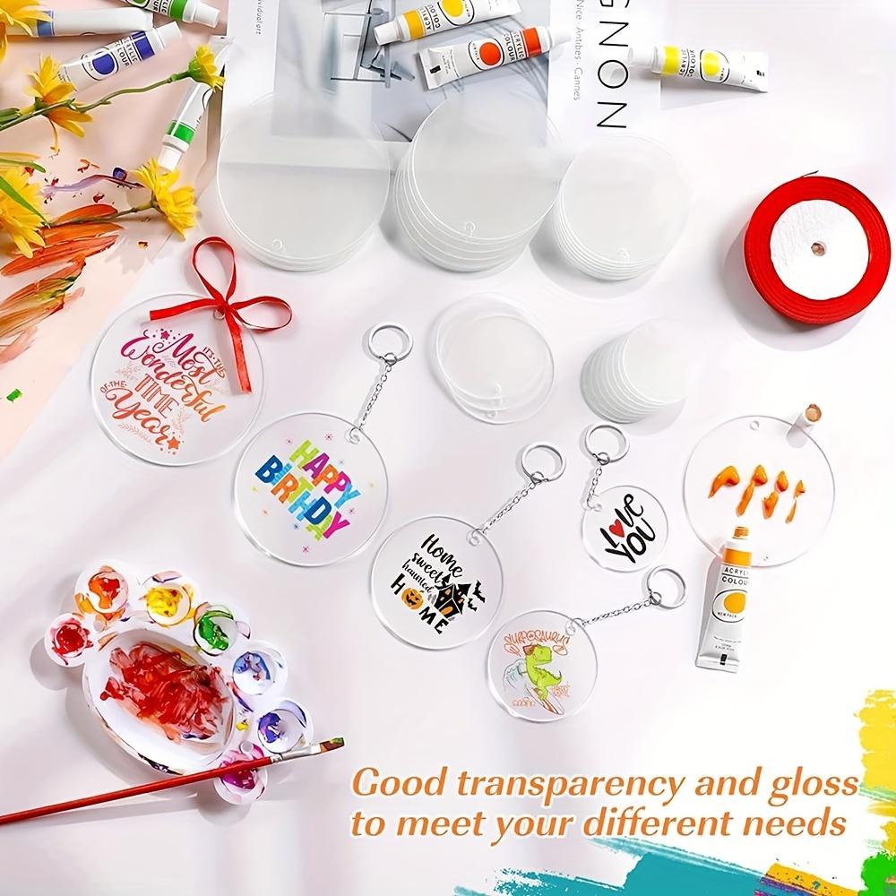 6/20Pcs/Lot Acrylic Clear Circle Discs Keychain Set with Leather Tassel Pendant Jump Rings for Vinyl Kit DIY Keychain Vinyl Crafting