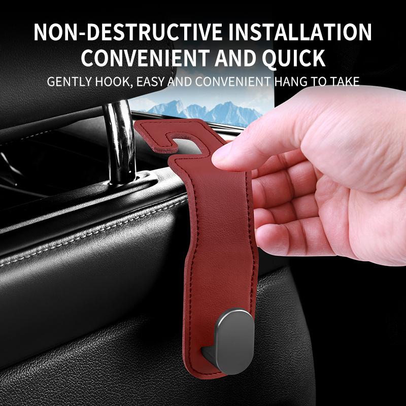 Car Leather Hook Seat Back Car Interior Decoration Supplies Multi-Functional Storage Folding Hang Hidden Hook