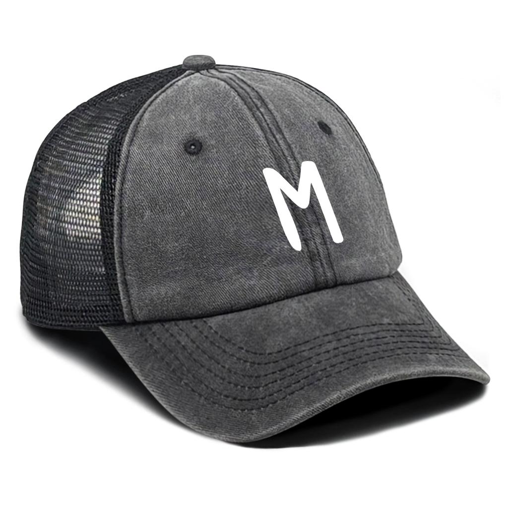 Unisex Mesh Cap WordArt A to Z Breathable Adjustable Baseball Hat Woman's Cap Cozy Snapback Trucker Hat Ideal Choice For Camping