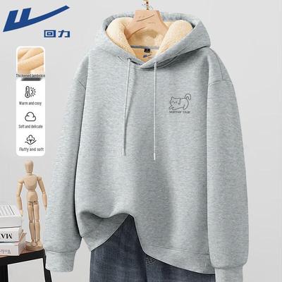 Warrior Heavyweight Alpaca Fleece Hooded Sweatshirt with Cat Print