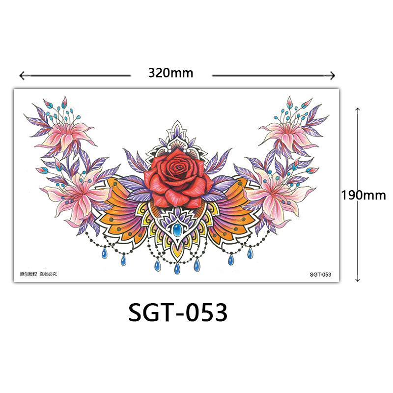 Flower Chest Tattoo Sticker, Chest Tattoo Sticker, Color Half Nail Large Picture Tattoo Sticker
