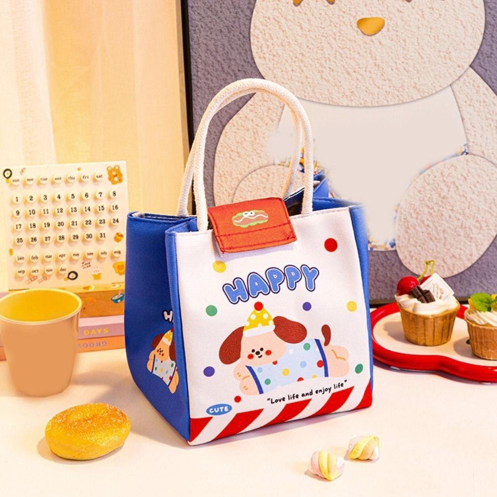 Cute Large Capacity Insulation Lunch Bag Waterproof with Handle Tote Bags Cartoon Lunch Box Bag Student
