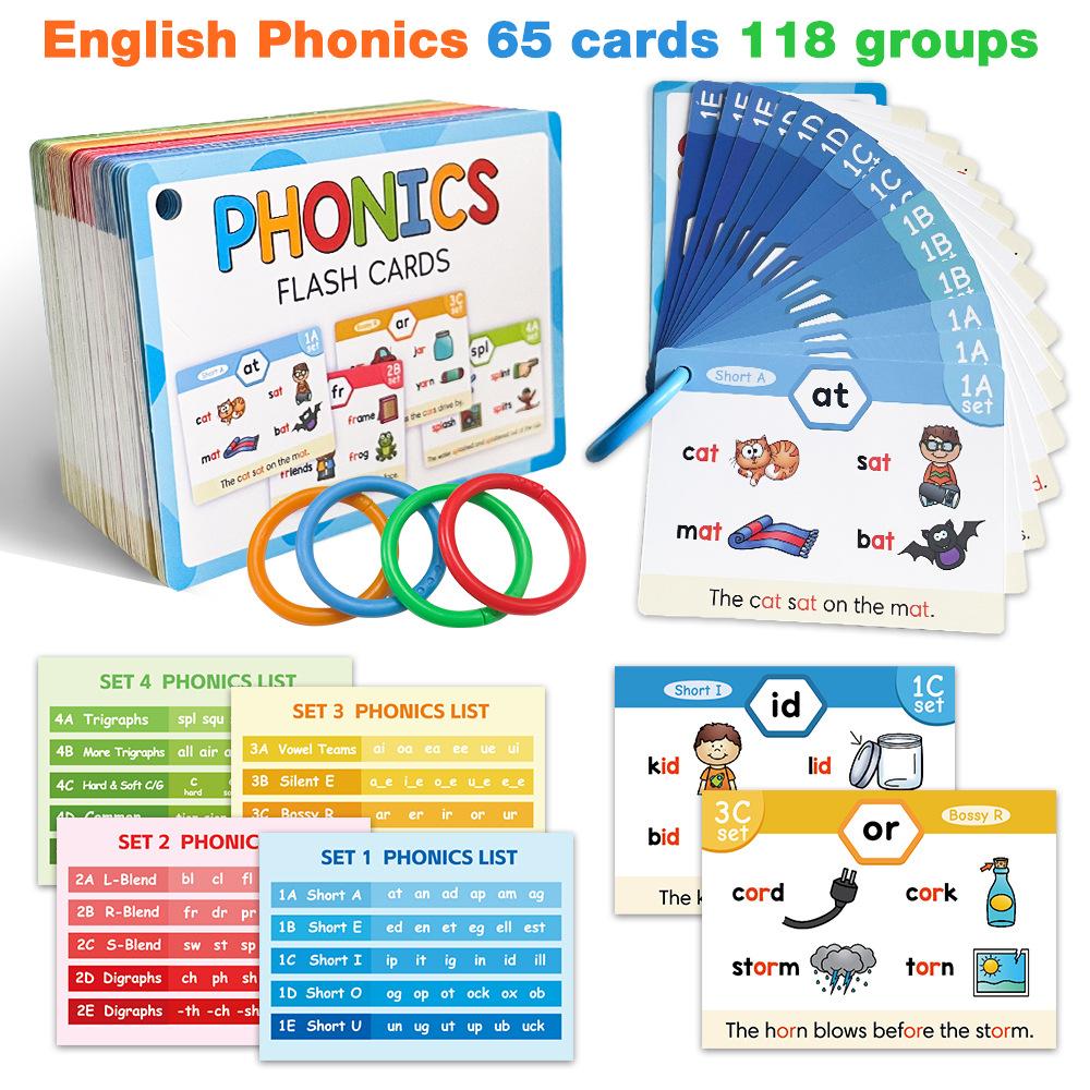 Toys Educational Phonic Learning Cads ESL Teaching Materials English Words Training Vocabulary Building Montessori Game Kids