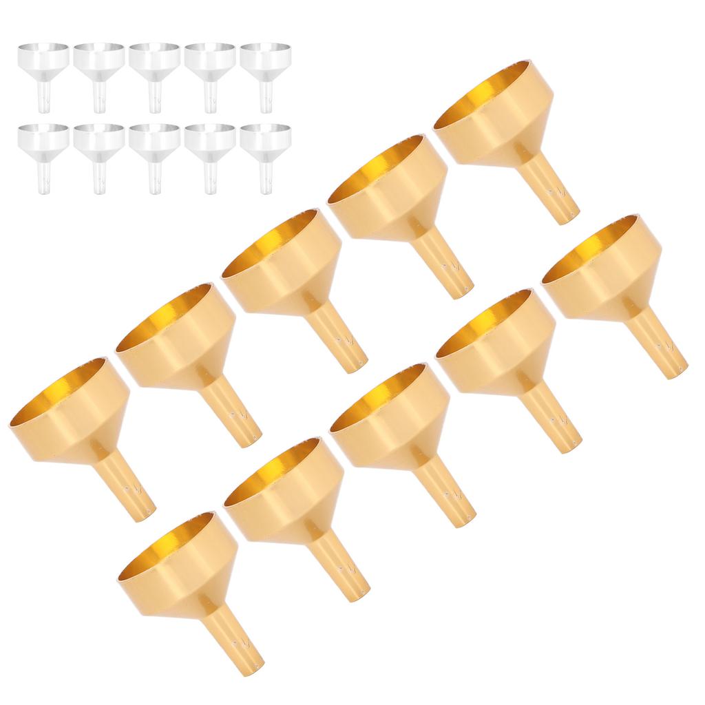 10 stk metall liten trakt aluminiumslegering trakt for å fylle flasker og overføre kosmetikk P