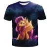 Summer Fashion Children Little Pony 3D Cartoon Oversized T-shirt Children Short Sleeves Tees Baby Kids Tops For Girls Clothes
