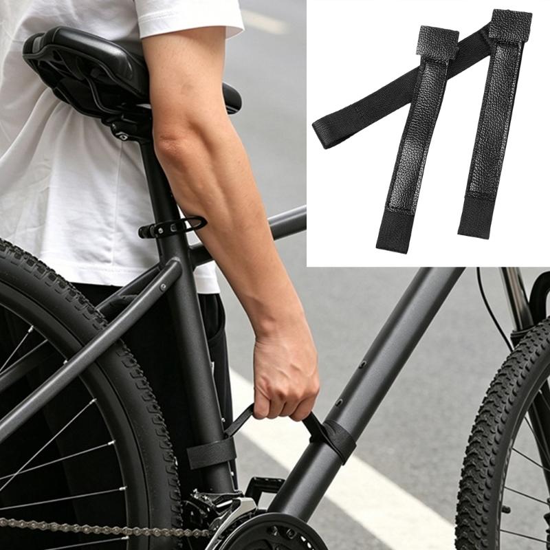 Bike Carry Aid for Upstairs and Loading, PU Grip Handle with Frame Fastener for Common Adult Bikes, Black, Apartment Carry and Garage Storage Support