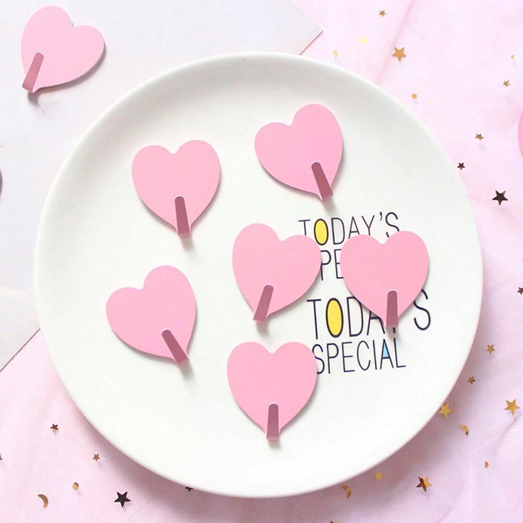 Japanese Hooks Heart Shape Key Hook Stainless Steel Sticky Holder Self Adhesive Wall Sticker Holder Child Room Decor