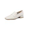 Fashion NEW Spring/Autumn Women Loafers Square Toe Chunky Heel Shoes Split Leather Shoes for Women Concise Low Heel Slip-on Women Pumps