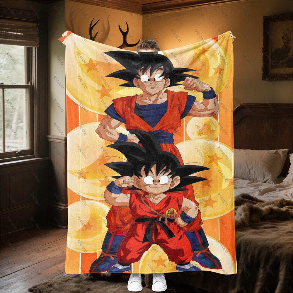 Dragon Ball Z Soft Cozy Flannel Blanket Home Gift Sofa Office Bedroom Autumn Winter Christmas Halloween Son Goku Birthdays Decor