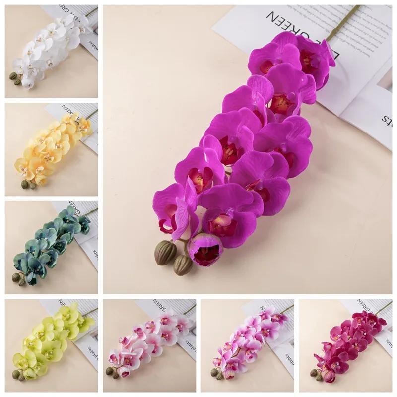 10 Heads 72cm Artificial Flower Phalaenopsis Latex Silicon Real Touch Big Orchid Orchidee Wedding Home Decoration