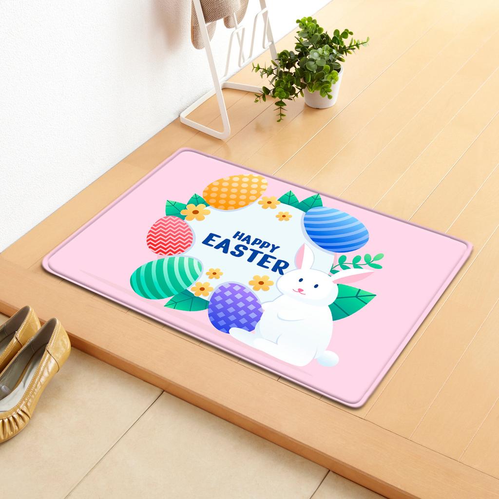 Easter Egg Rabbit Door Mat Easter Bathroom Absorbent Foot Mat Bedroom Living Room Non-Slip Floor Mat Carpet
