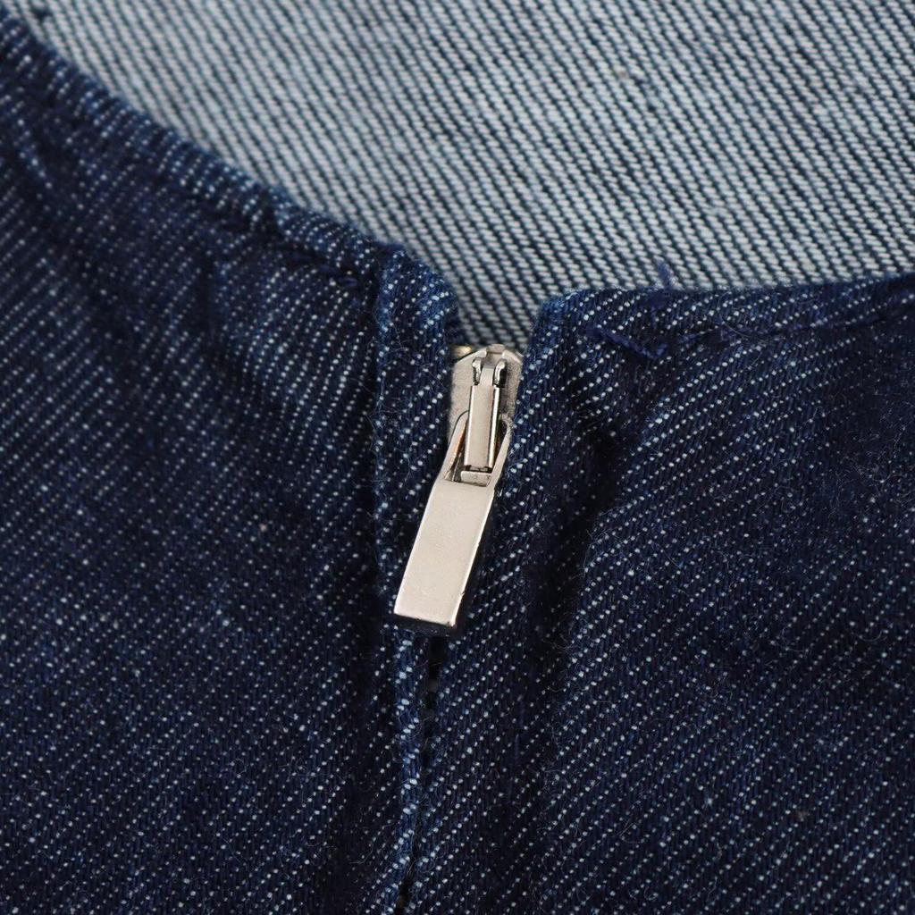 2025 Spring Women's Slim Fit Denim Dress with Layered Decor & Backless Design