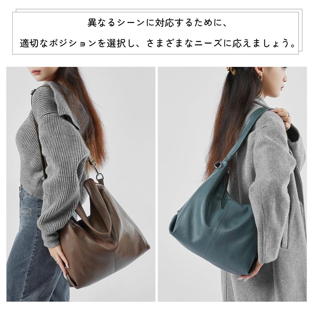 MFFOR Women's Genuine Leather Shoulder Bag, 2-Way, Crossbody Bag, Large Capacity, Soft, Lightweight, ShoulderCrossbody, Casual, Commuting, Simple,