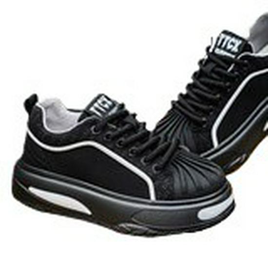 Wasserdichte, rutschfeste schwarze Leder-Sportschuhe für Herren mit dicker Sohle