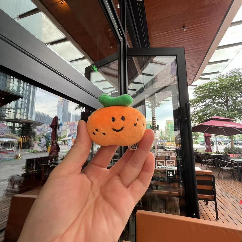 Cute Korean Version Jeju Island Orange Plush Keychain Smile Orange Fruit And Small Stone Doll Pendant Girl Daily Gift