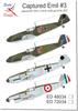 Toro Model Captured Emil Captured Bf 109 3326 3247 Plastic Model Decal TRMED48034 1/48 #3 E-1s W.Nr. & W.Nr. (Airplane)