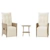 VidaXL 3-piece Bistro Set with Beige Cushions Braided Resin 365676