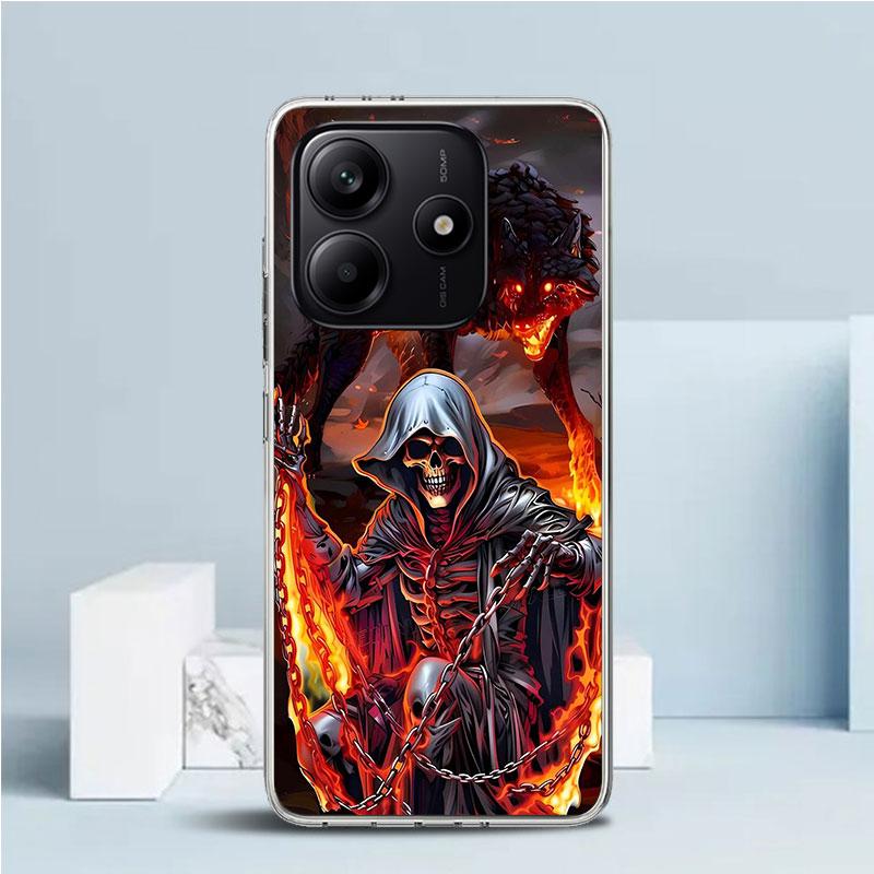 

Death Grim Reaper Skull Scythe Soft Cover for Xiaomi Redmi Note 15 14 13 12 Pro Plus Phone Case 14S 11S 11T 11E 10S 10 4G Patter Note 12 Pro Plus