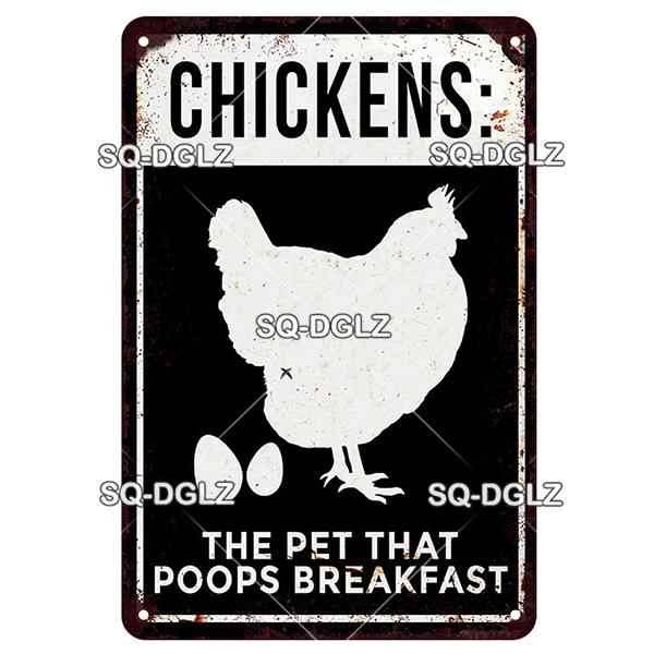 SQ-DGLZ Placă metalică vintage de avertizare Ouă de găini Placă de tablă Placă pentru magazin Home Bar Decor de perete Autocolant Placă de decorare Poster
