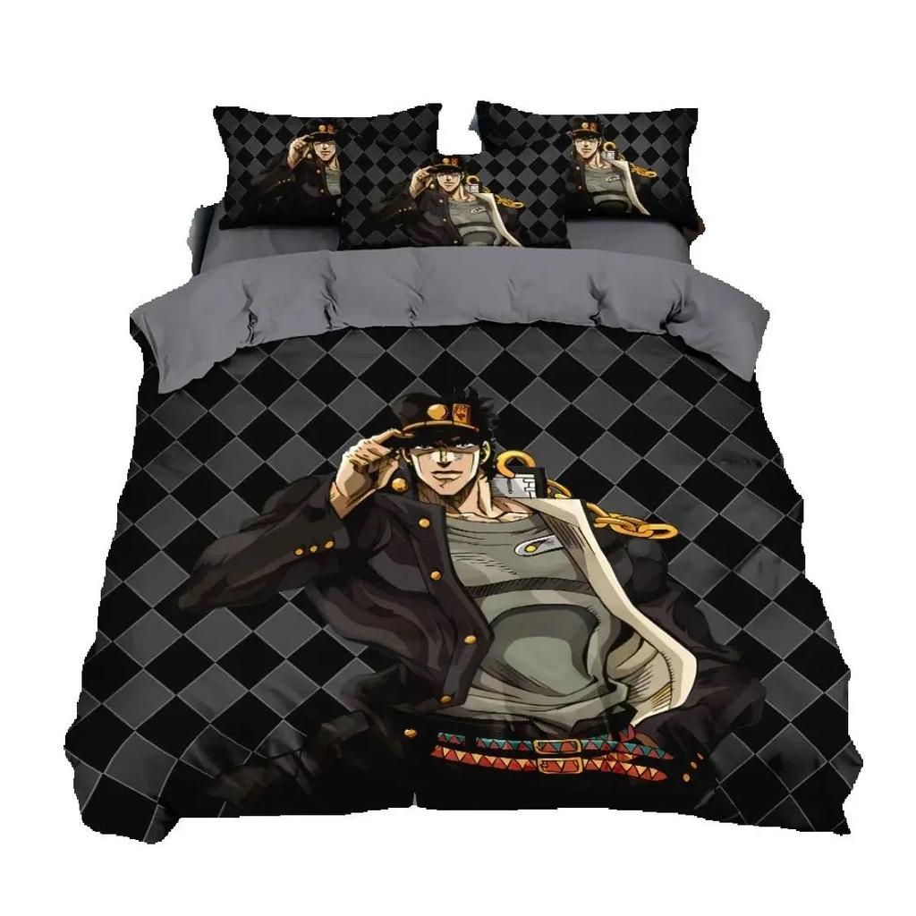 Anime JoJo Bizarre Bettwäsche-Set, Adventure Jotaro Kujo Bettwäsche-Set, JoJo Bettbezug Kissenbezug Bett Jungen Erwachsene