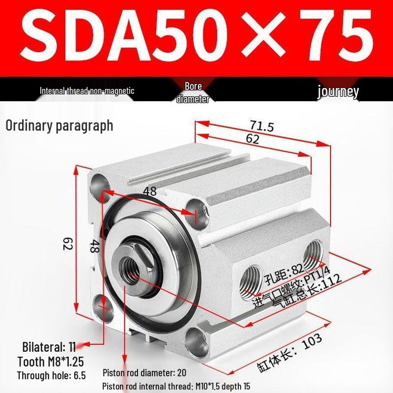 SDA Series Pneumatic Cylinders: Sizes 12 to 100mm, Stroke 35 to 90mm