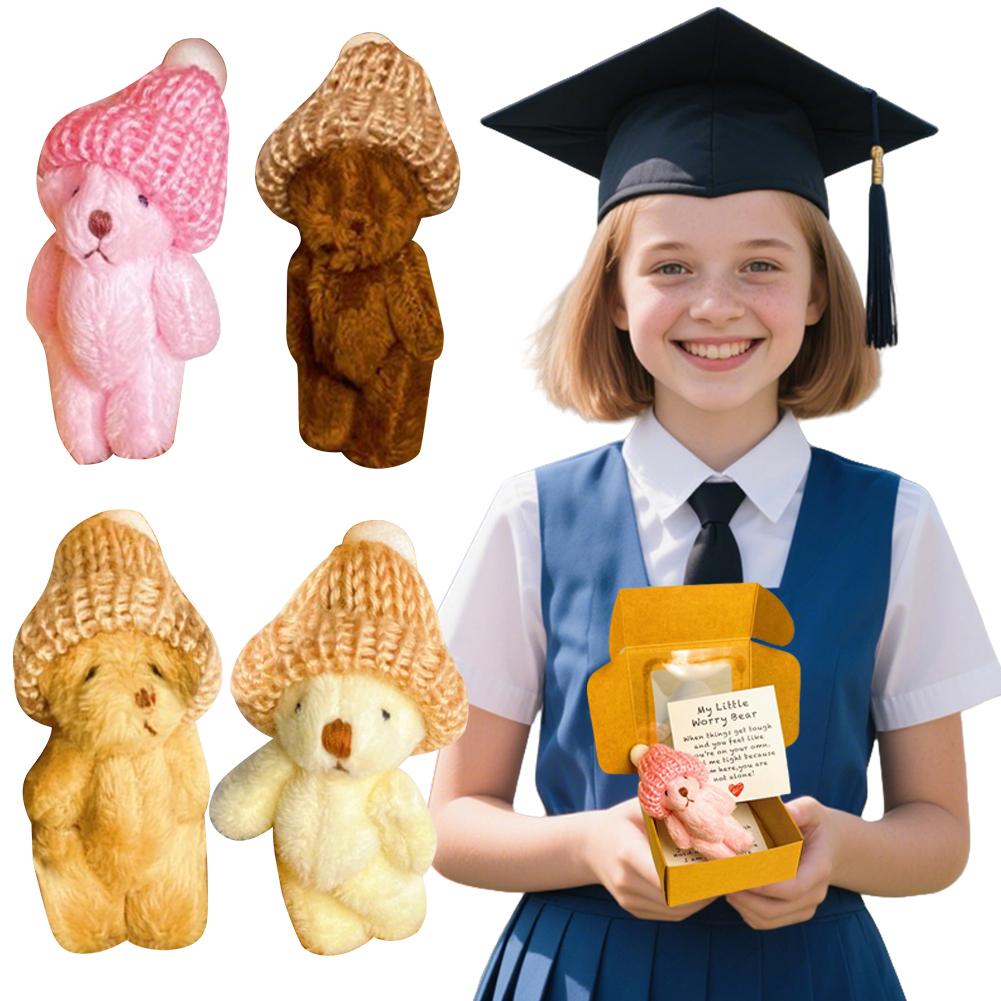 Handmade Mini Plush Teddy Bear In Box Little Pocket Bears Hug with Inspirational Emotional Card For Birthday Guests Party Gifts