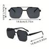 Vintage Square Frame Fashion Glasses for Men & Women Metal Double Beam Decorative Glasses Unisex Couple'S Eyewear for Casual