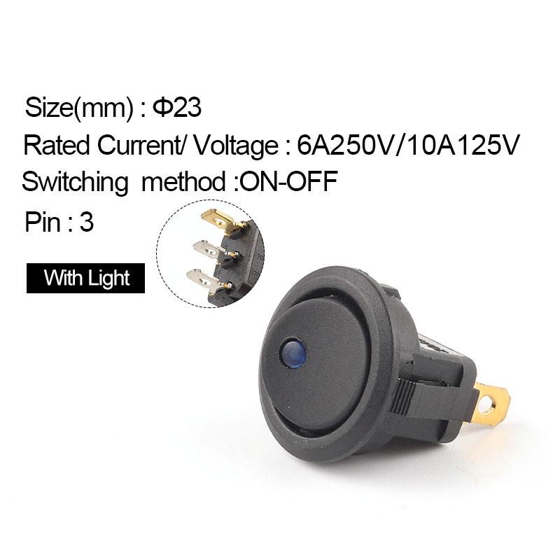 

5 шт. 23 мм 6A 250V/10A125V ВКЛ/ВЫКЛ круглый клавишный переключатель точечный водонепроницаемый светодиодный светильник люминесцентные тумблеры автомобильные аксессуары 5PCS